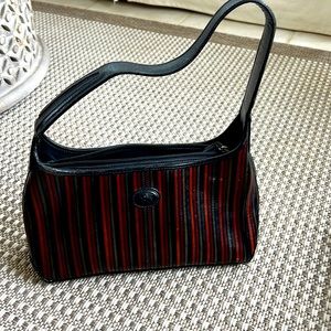 Vintage Italian leather handbag.  Multicolor black, free, rust and olive.